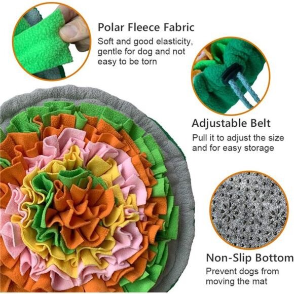 Snuffle Mat for Dogs, Interactive Foraging Puzzle Blanket, Nosework Feeding Bowl - Picture 3 of 8